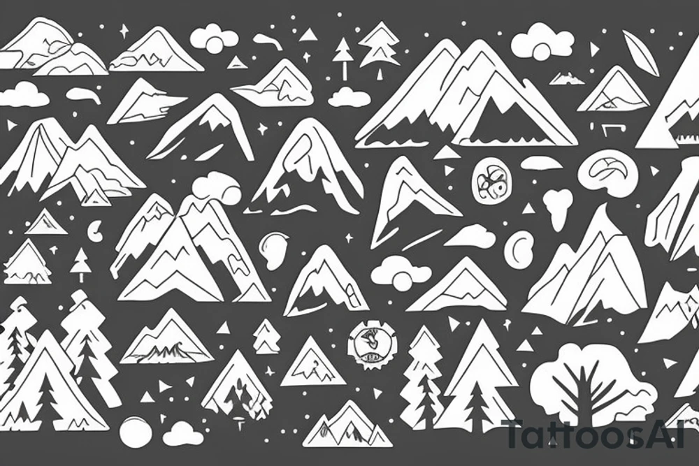 forest, mountains, light, day tattoo idea
