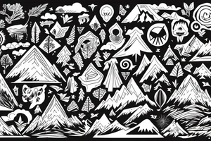 forest, mountains, light, day tattoo idea