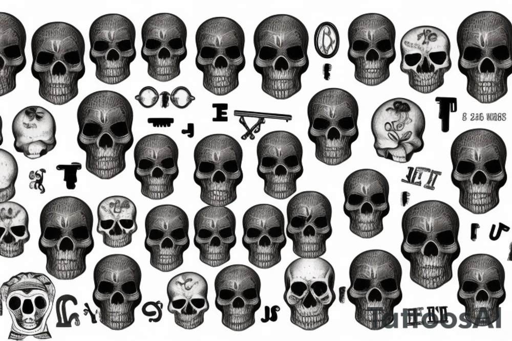 Skull, with bident etched in forehead, a set of old Keys tattoo idea