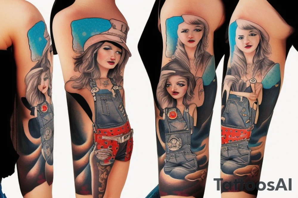 Cowgirl with overalls on tattoo idea
