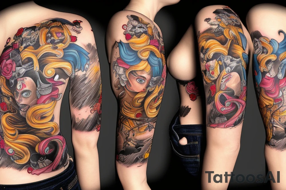 Cowgirl riding horse tattoo idea