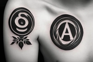 Initials “AU” with a halo on top tattoo idea