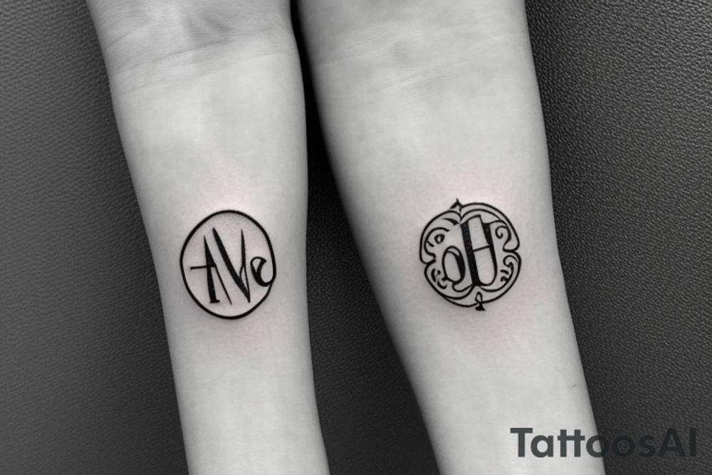Small tattoo on the wrist with the initials AU with a halo on top tattoo idea