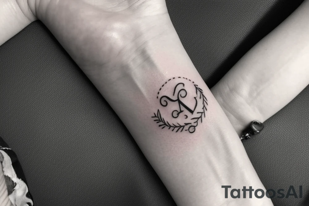 Small tattoo on the wrist with the initials AU with a halo on top tattoo idea