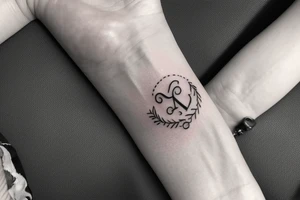 Small tattoo on the wrist with the initials AU with a halo on top tattoo idea