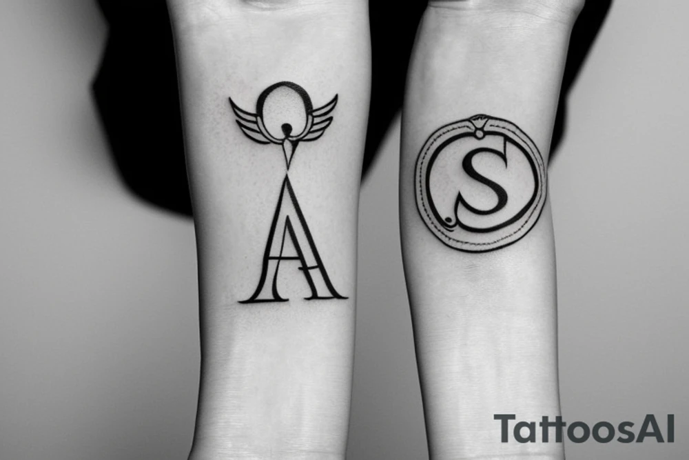 Small tattoo on the wrist with the initials AU with a saints halo on top tattoo idea