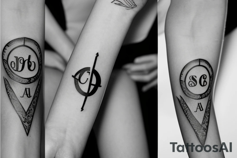 tattoo for the wrist with the initials AU with a christian halo on top tattoo idea