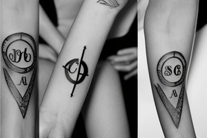 tattoo for the wrist with the initials AU with a christian halo on top tattoo idea