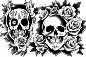 bloom to death skull skeleton bones tattoo idea