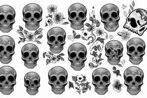 bloom to death skull skeleton bones tattoo idea