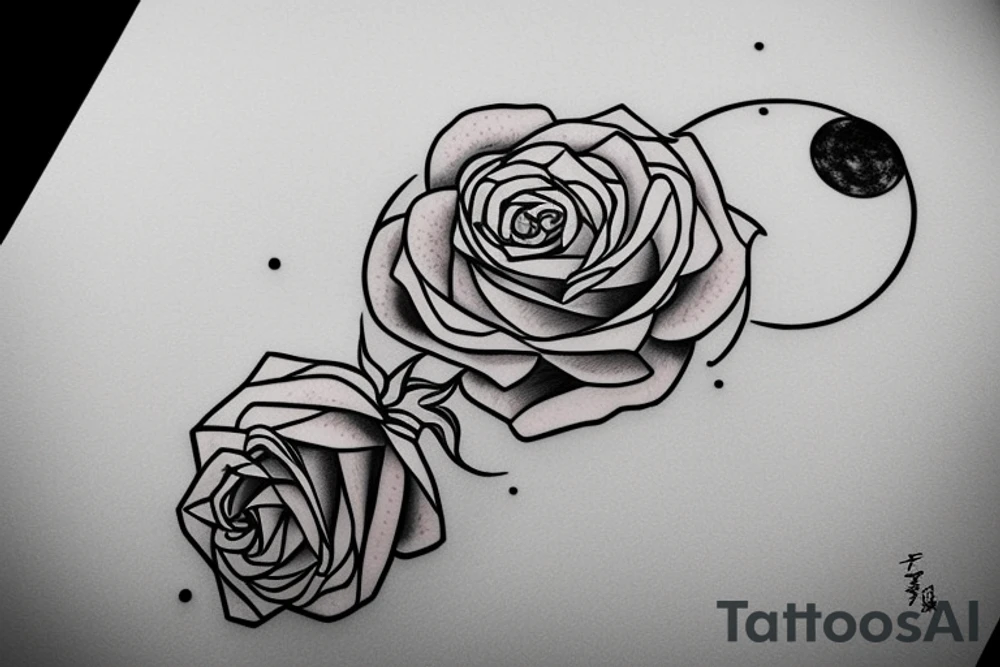 Books with flowers coming out with a rose and a moon tattoo idea