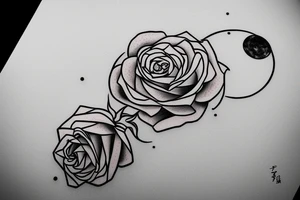 Books with flowers coming out with a rose and a moon tattoo idea