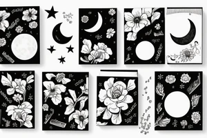 Books with flowers and a moon tattoo idea