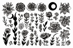 Books with flowers and a moon tattoo idea
