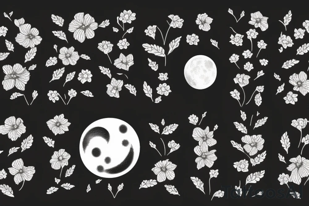 Book with flowers and a moon tattoo idea
