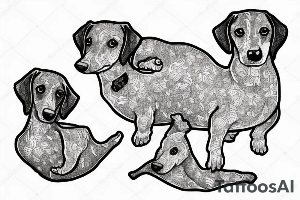 Two weiner dogs cuddling tattoo idea