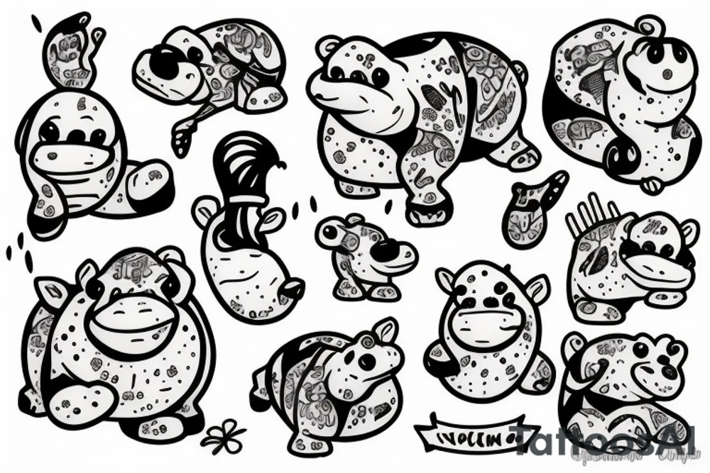 hippo tattoo idea