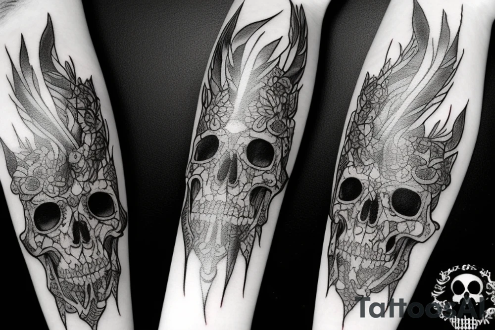 Crow blood swords skulls tattoo idea