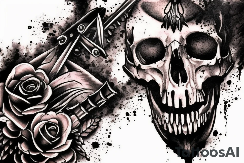 Crow blood swords skulls tattoo idea