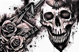 Crow blood swords skulls tattoo idea