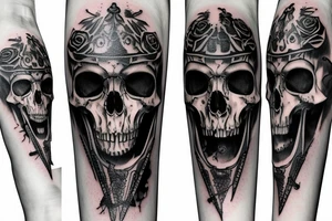Crow blood swords skulls tattoo idea