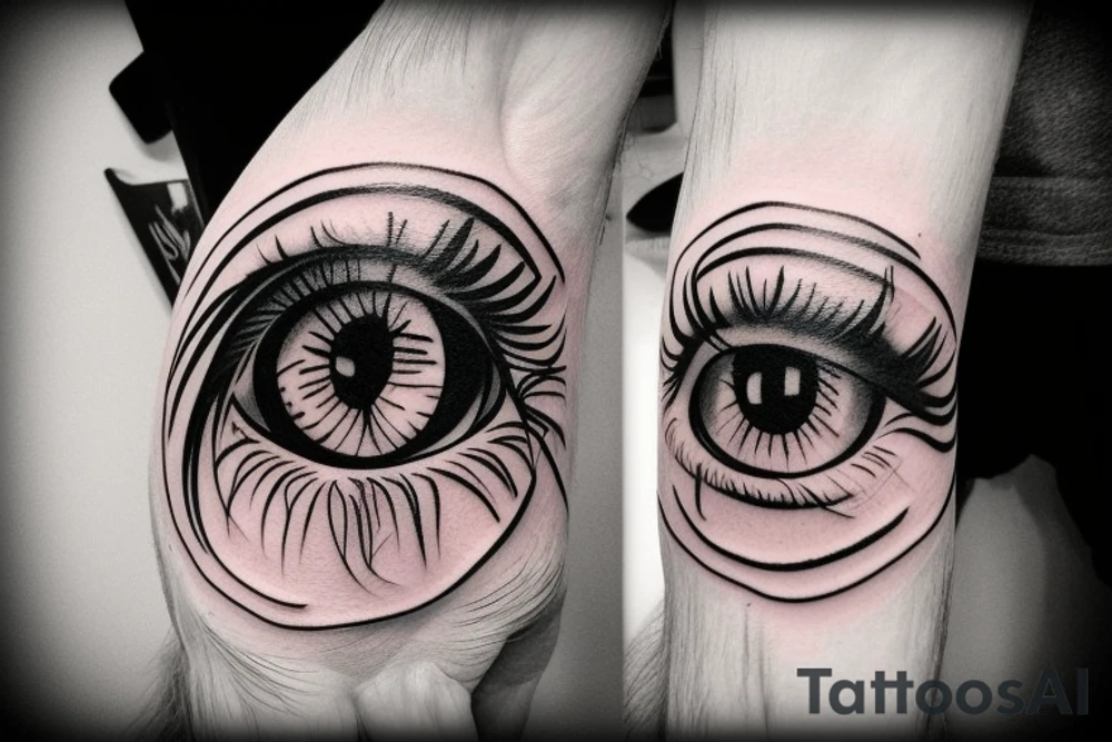Eye with lines around it tattoo idea