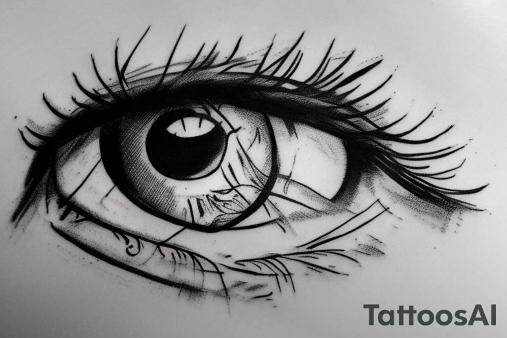 Eye with lines around it tattoo idea