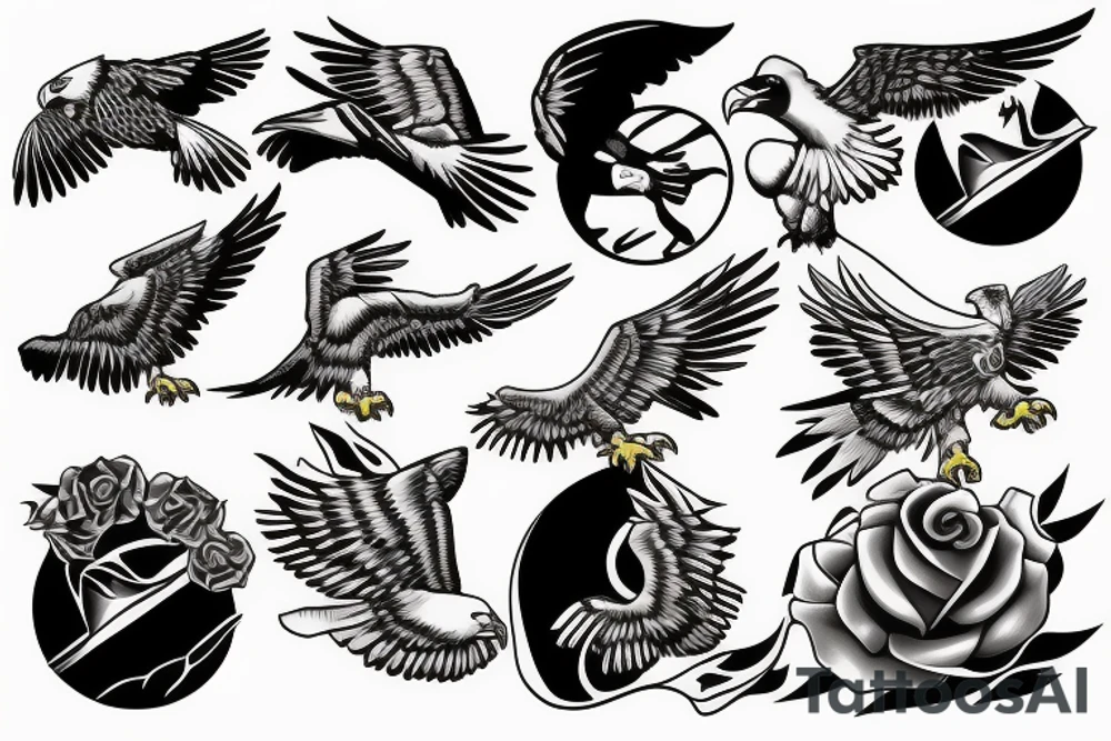 Eagle flying over a golf hole tattoo idea