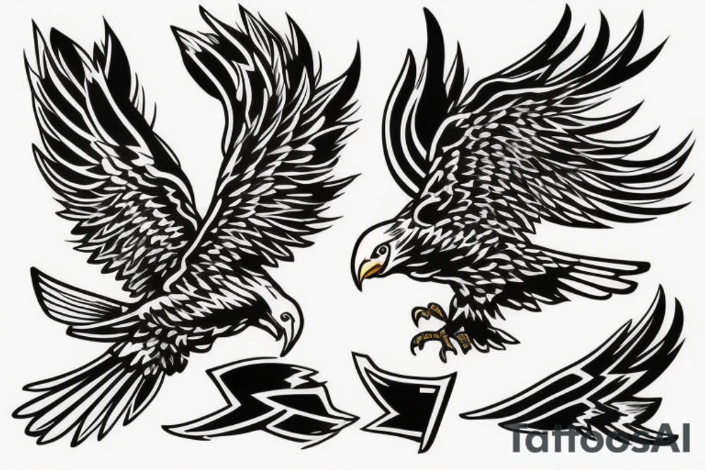 Eagle flying over a golf hole tattoo idea
