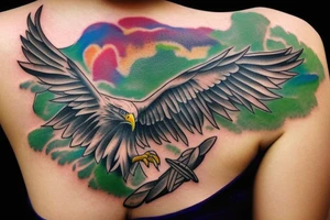 Eagle flying over a golf green tattoo idea