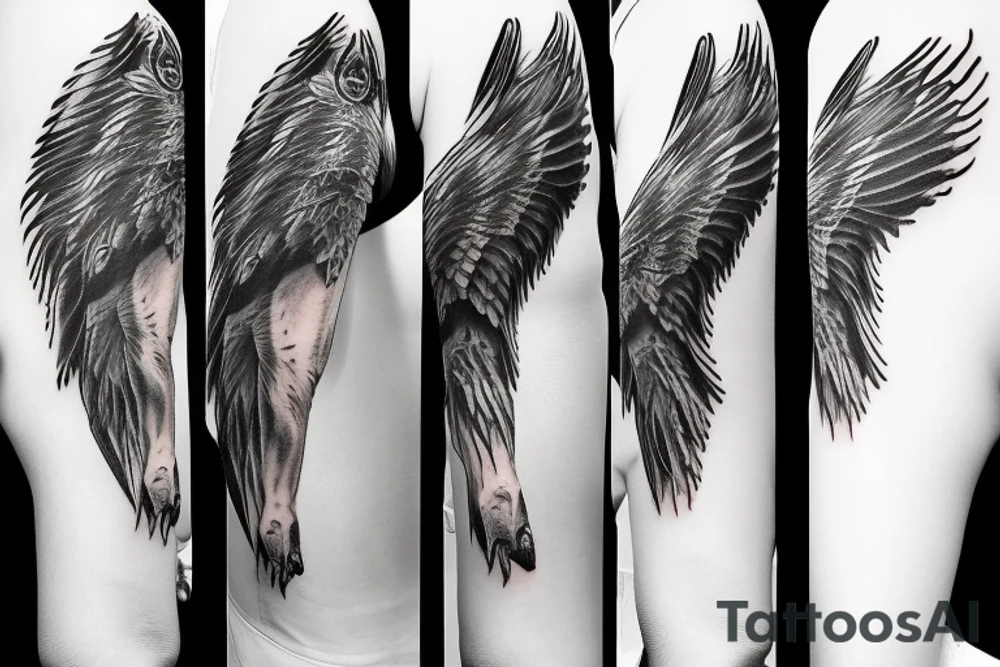 Eagle flying over a golf green arm sleeve tattoo idea