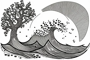 Australia and ocean wave with nature scene and tree tattoo idea