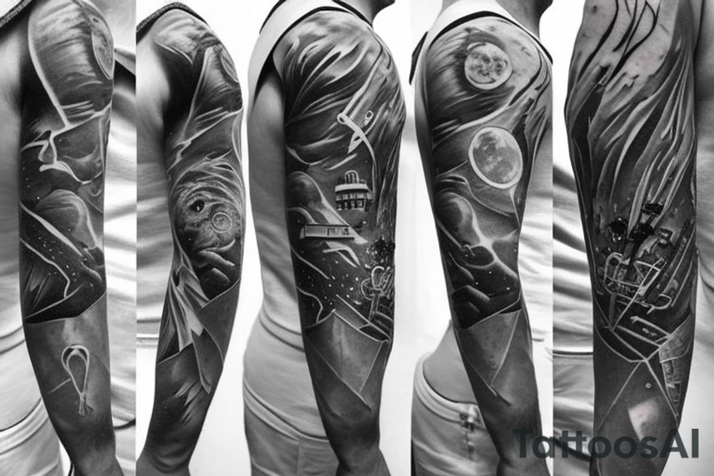 shirtless astronaut tattoo idea