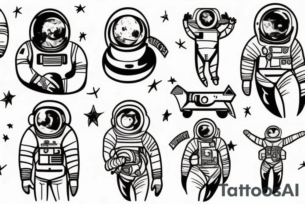 shirtless astronaut tattoo idea