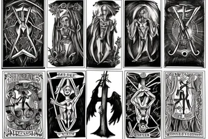 hanged man tarot gothic skul bones tattoo idea