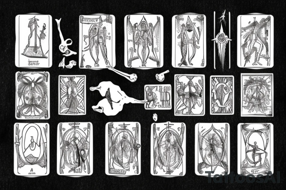 hanged man tarot gothic skul bones tattoo idea