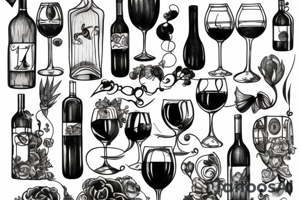 Glass of wine tattoo idea