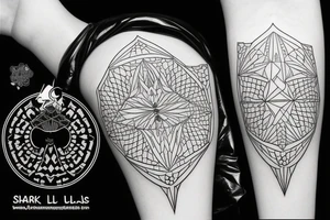 fine line style, shark, time, blockchain tattoo idea