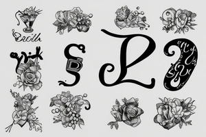 Letter S K in a cocktail glass tattoo idea