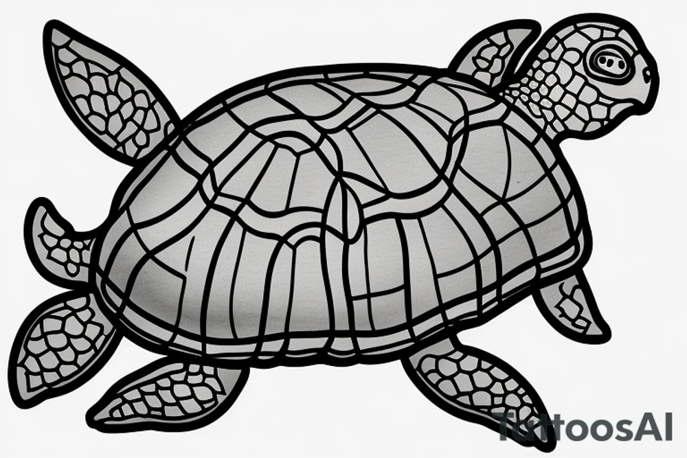 turtle outline breaking out of its shell tattoo idea