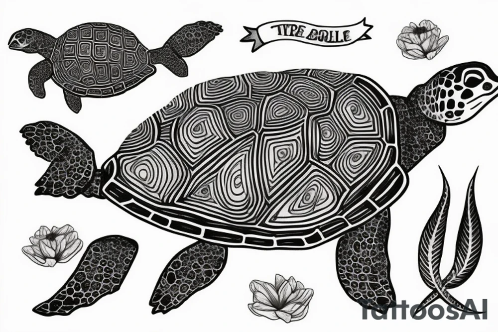 turtle outline breaking out of its shell tattoo idea