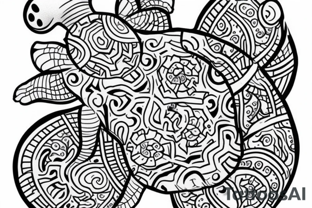 turtle outline coming out of it's shell tattoo idea