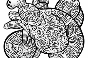 turtle outline coming out of it's shell tattoo idea