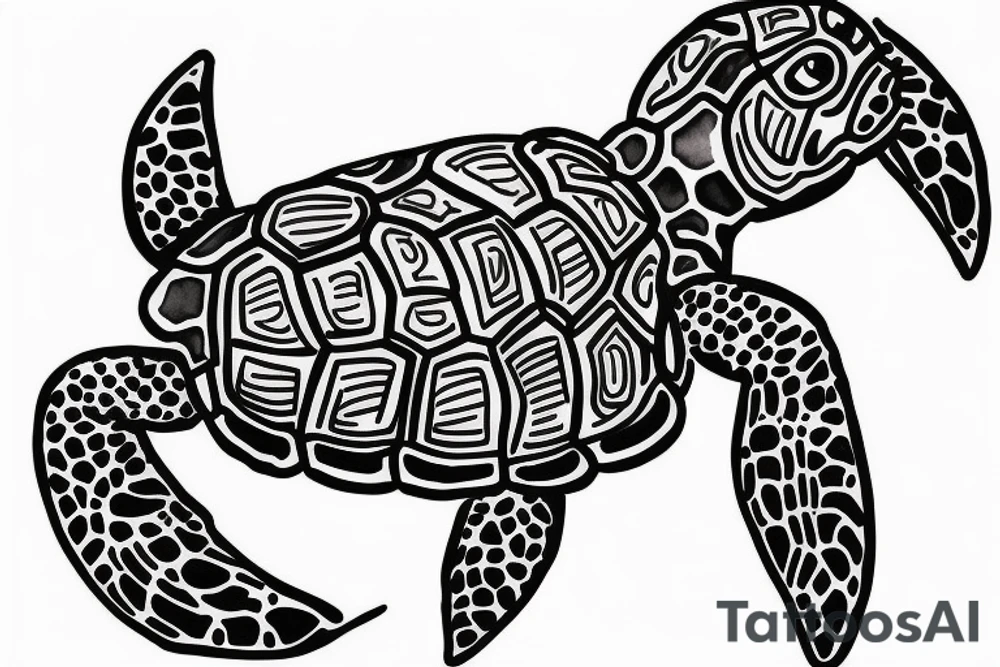 turtle outline coming out of it's shell tattoo idea