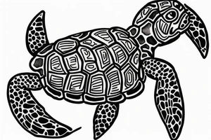 turtle outline coming out of it's shell tattoo idea
