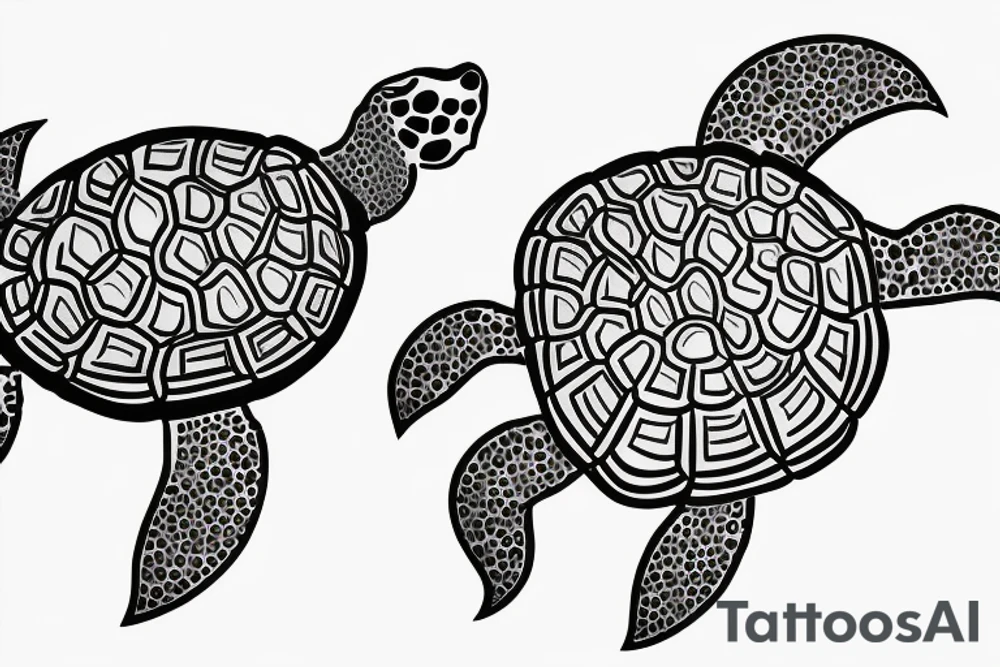 turtle outline coming out of its shell tattoo idea