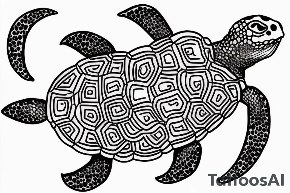 turtle outline coming out of its shell tattoo idea