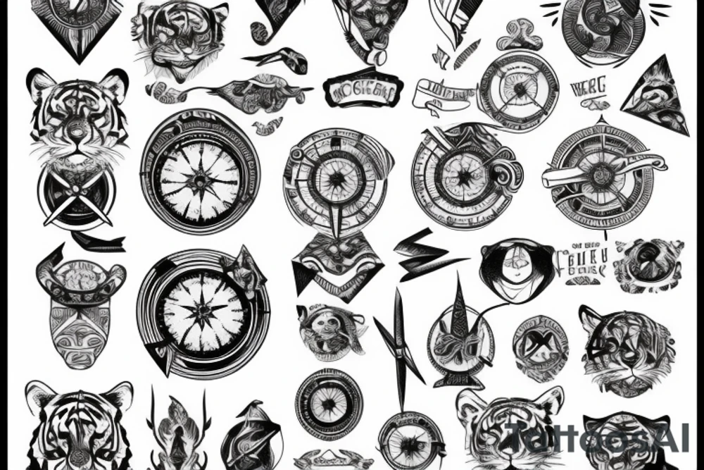 Tiger and compass tattoo idea