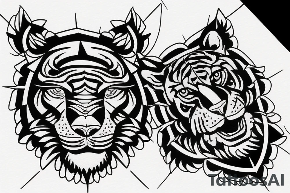 Tiger and compass tattoo idea