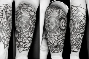Tiger and compass tattoo idea